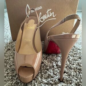 Authentic Christian Louboutin Slingback High Heels Peep Toe in Nude